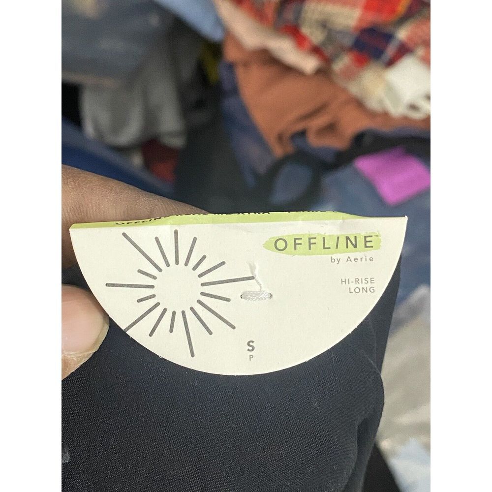 OFFLINE‎ by Aerie Womens Real Me Extra Flare High Rise Front Slit Black Leggings - Picture 6 of 8